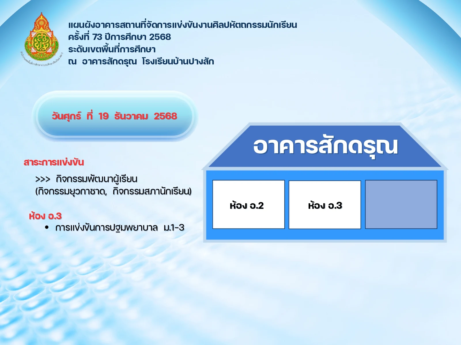 แผนที่การแข่งขัน โรงเรียนบ้านปางสัก